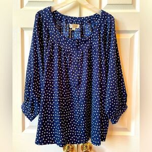 Navy Polka Dot Women's Top Size 2X NWT